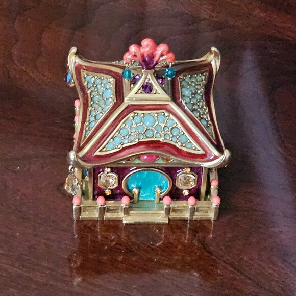 JAY STRONGWATER PAGODA ASIAN JAPANESE CHINESE CRYSTAL  RARE JAY STRONGWATER PAGODA JAPAN CHINOISERIE CRYSTAL TRINKET BOX FIGURINE OBJET